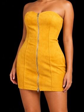 Kaylee Kollection Women's Mustard Yellow Dress, M